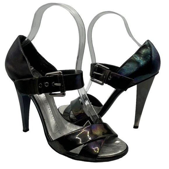 Giuseppe Zanotti Iridescent Peep Toe Sandals Women’s Size 36.5 Ankle Strap Heels - Picture 1 of 16